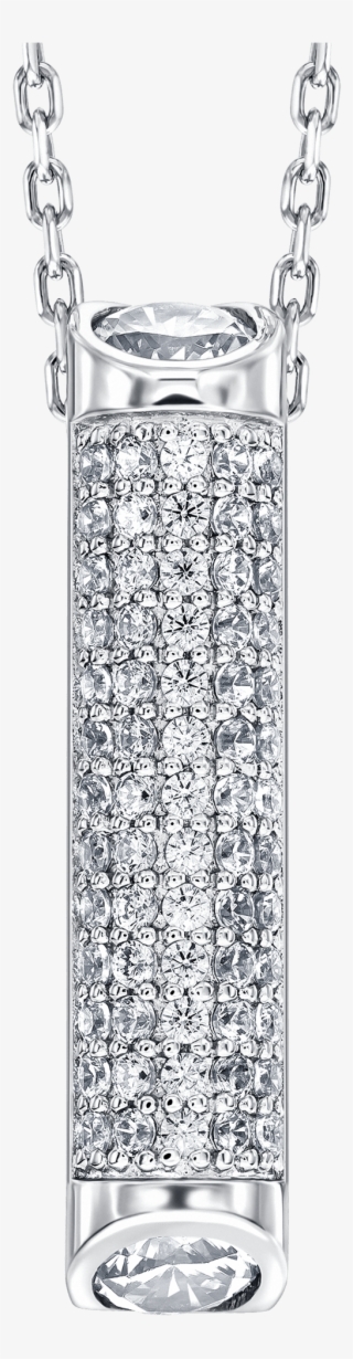Sterling Silver Drop Pendant, Pave Set With Diamond - Locket