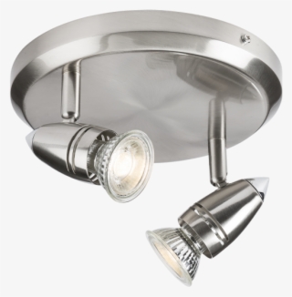 Gu10 Led Twin Spotlight Fitting Round Plate Brushed - Shower Head