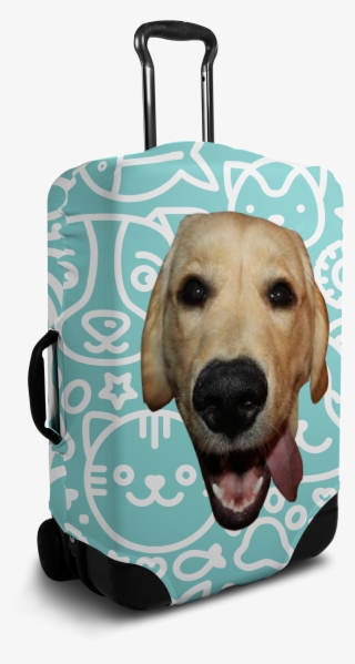 Custom Blue Luggage Cover With Personalized Dog Face - Sushi Luggage Cover