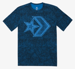 Men Converse Distressed Star Chevron T Shirt Blue Hero - Number