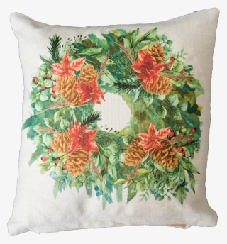 Wispy Watercolor Wreath - Cushion