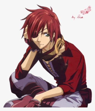 AI Image Generator Anime boy with glowing blue eyes and red hair