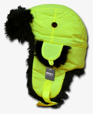 Decky Neon Black Fur Adjustable Earflaps Aviator Hat, - Hat