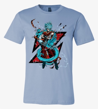 Super Saiyan Goku God Blue With Shenron Men Short Sleeve - French Bulldog T Shirt