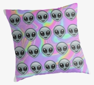 Alien Emoji Holographic Effect Throw Pillows Rad Png - Cushion