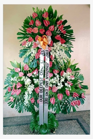 Funeral Flowers Three Layered Stand Arrangement - Protea