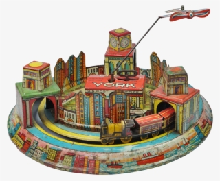 Rare Louis Marx Tin Wind Up Toy New York Skyline 1928 - Carousel