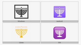 menorah with nine branches on various operating systems - emblem