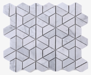 Hexagon Carrara Marble Mesh Mounted Mosaic Tile - Mosaic