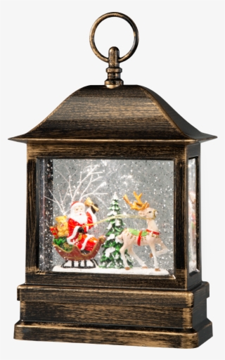 Led Snow Lantern "santa With Reindeer Sleigh\ - Png Schlitten Mit Weihnachtsmann Png Transparent