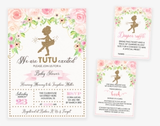 Pink And Gold Floral Tutu Ballerina Baby Shower Invitation - Ballerina Baby Shower Invitations