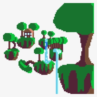 #pixelart #floatingisland #floating #island #art #pixel - Illustration