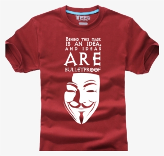 Bulletproof Burgundy T-shirt - V For Vendetta Mask