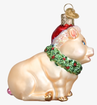 Old World Christmas Holly Pig Blown Glass Ornament - Christmas Ornament