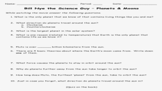 Bill Nye - Planets Moons - Nyeplanets Moons - Pdfwhat - Box Plots Worksheet