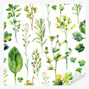 Watercolor Meadow Weeds And Herbs Seamless Pattern - Tapeta W Zioła