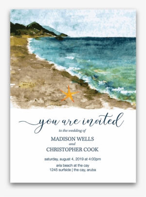 Beach Wedding Invitation Sea Inspired Watercolors - Dibujo Acuarela Del Mar