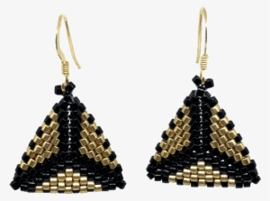 Black And Gold Triangle Earrings - Earrings