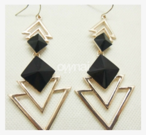 Black And Gold Triangle Earrings