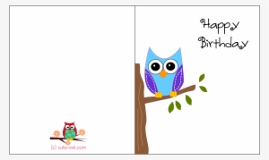 Cute Owl Sitting On A Branch Happy Birthday Card - Birthday Card Print