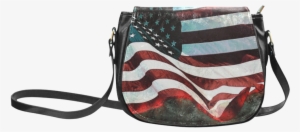 A Abstract Waving Usa Flag Classic Saddle Bag/large - Souvenir Bags And Purses