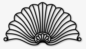 Shell Pediment Flourish - Hand Fan Clipart Black And White