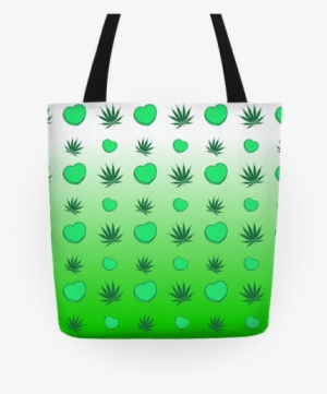 Weed And Hearts Green Ombre Pattern Tote Bag - Weed And Hearts Green Ombre Pattern Tote Bag: Funny