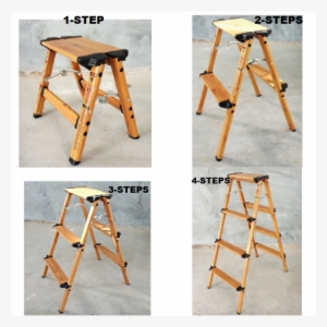 Wood Grain Aluminium 3 Step Ladder