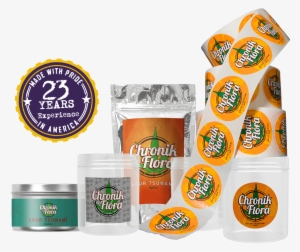 Cannabis Labels On Mylar Bags And Jars - Orange