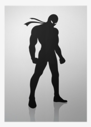 Silhouette Illustration Of A Superhero In A Mask Poster - Silhouette Of A Superhero