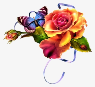 Цветочный Клипарт От Barnali Bagchi - Butterfly In Red Rose