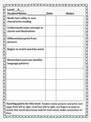 Guided Reading Sample Checklist Pic 1,127×1,502 Pixels - Document