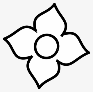 Flower White Clip Art - Four Petal Flower Outline