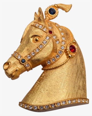 Gene Verrechhia Jeweled Horse Head Brooch - Sorrel