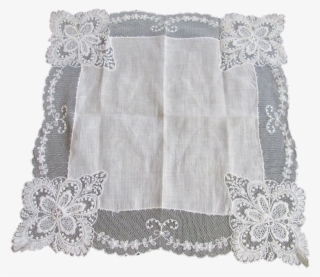 Antique Hanky Hankie Net Lace White Cotton Textile - Placemat