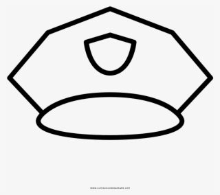 Police Hat Coloring Page - Line Art