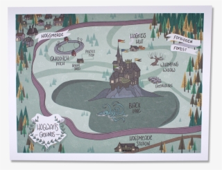 Illustrated Map Of Hogwarts Grounds - Poster