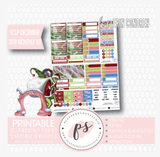 Christmas At Whoville December 2018 Monthly View Kit - Free Planner Sticker Printables Winter
