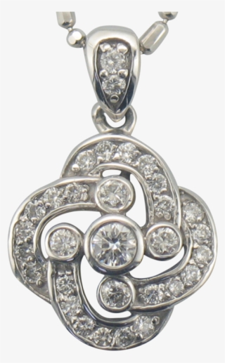 14k White Gold Diamond Celtic Knot Pendant