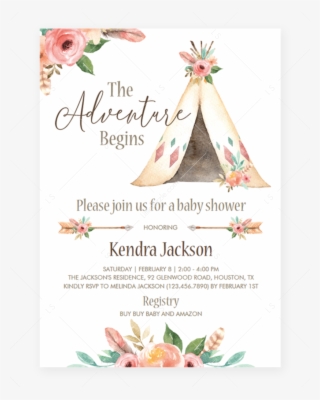 Tribal Baby Shower Invitations Printable By Littlesizzle - Baby Shower Teepee Invitations