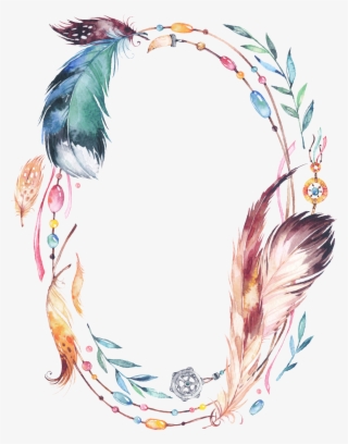 #frame #feather #dreamcatcher #colorful #watercolour - Dream Catcher Frame Png