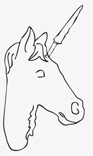 inserting horn into the unicorn head inserting horn - line art