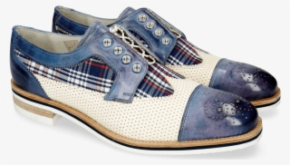 Derby Shoes Tom 22 Moroccan Blue Perfo White Tex Check - Slip-on Shoe