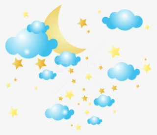 Free Png Download Moon Clouds And Stars Png Clip-art - Stars Moon And Clouds