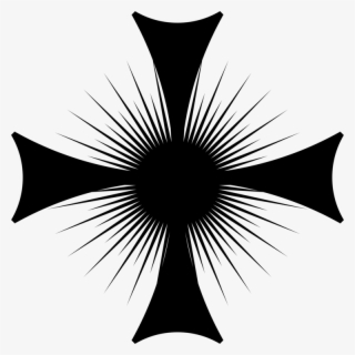 Line Art Silhouette Black And White Web Design Emblem - Radiant Cross