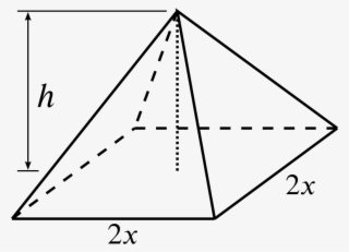 Square Based Pyramid With Base Side Length 2 X And - Triangle