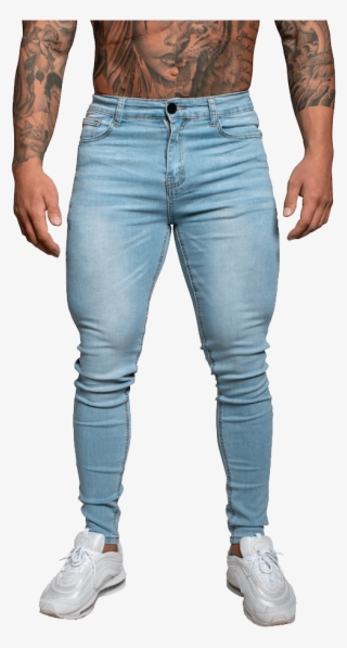 Adonis Muscle Fit Jeans Light Blue Non Ripped - Trousers