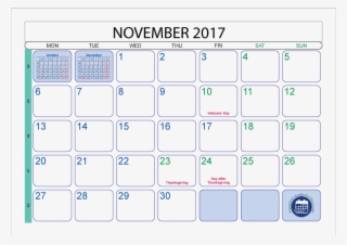 November 2017 Printable Calendar Template 2018 - Number