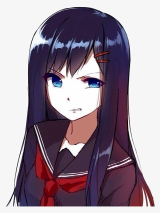 dark blue haired anime girl