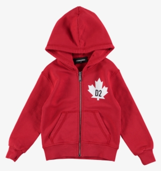 Picture Of Long Sleeved Hooded Zip Maple Leaf Print